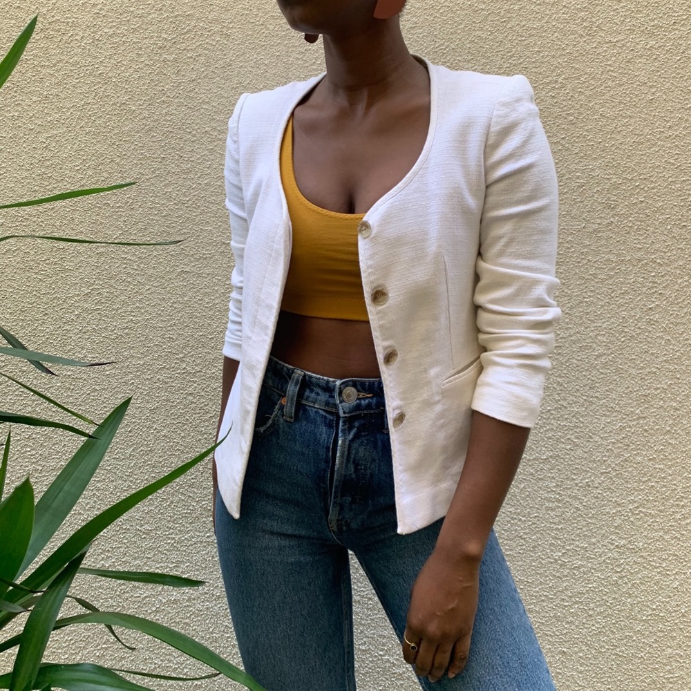 Ann Taylor Petite White Blazer